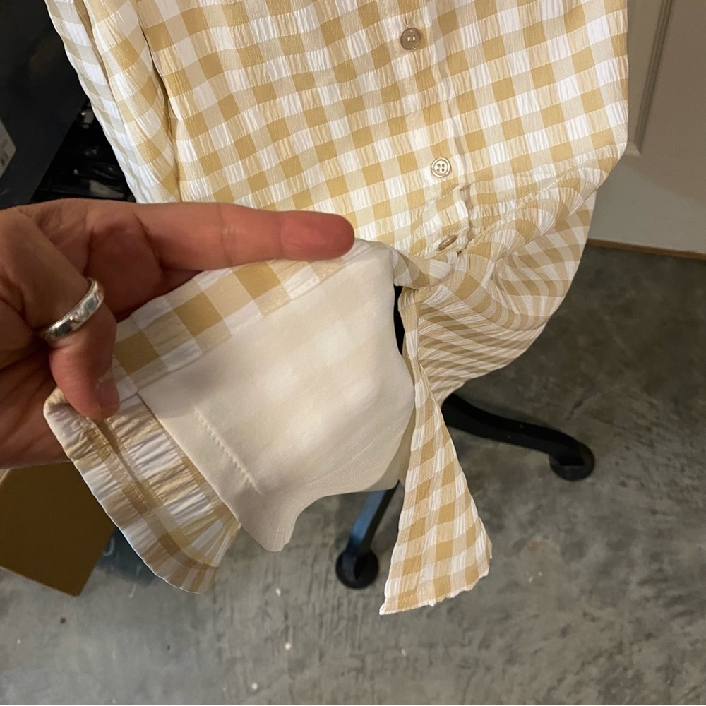Preston & York Dress Seersucker Woman 6 Gingham Button Down Midi 3/4 sleeve NWT - Picture 7 of 16